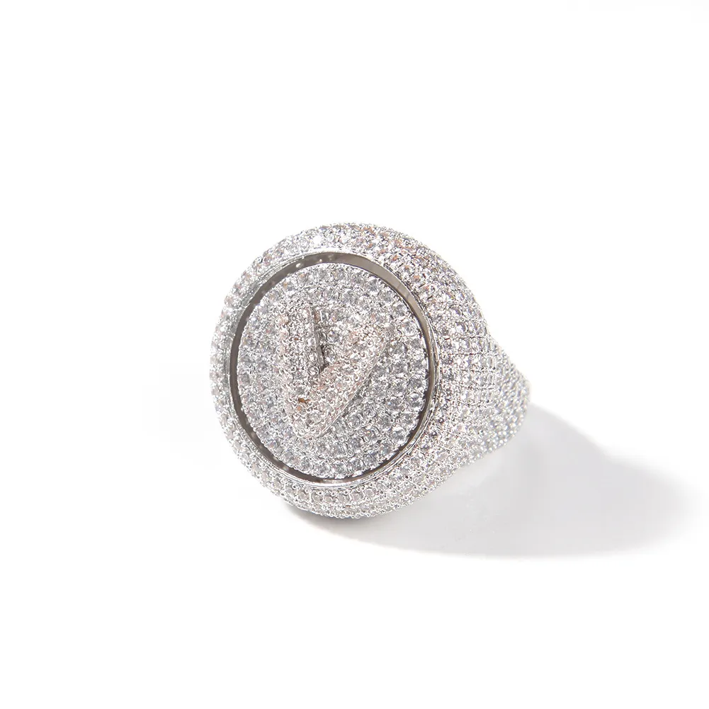 Nome personalizzato Anello rotabile lettere fai -da -te da uomo pietre d'argento anelli di diamanti anelli di moda hip hop gioielleria9750737