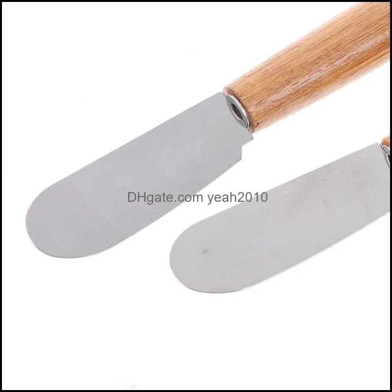 Mini Sandwich Spreader Butter Cheese Slicer Knife Stainless Steel Spatula Kitchen Tool with Wooden Handle Chesse Knife