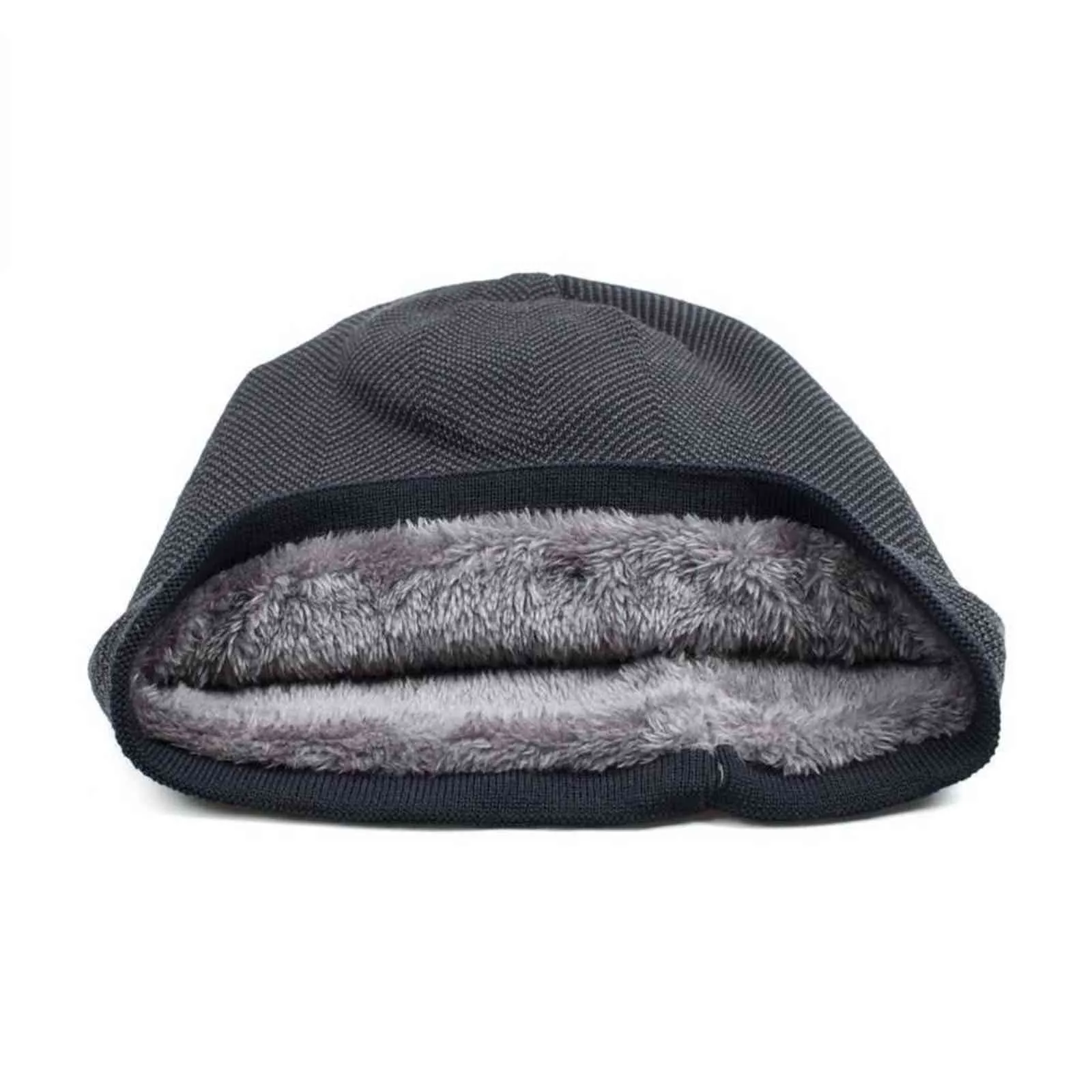 Men's Winter Slouchy Beanie Warm Fleece Lined Skull Cap Baggy Cable Knit Hat Winter Warm Hat Solid Gorros Accessories Y21111