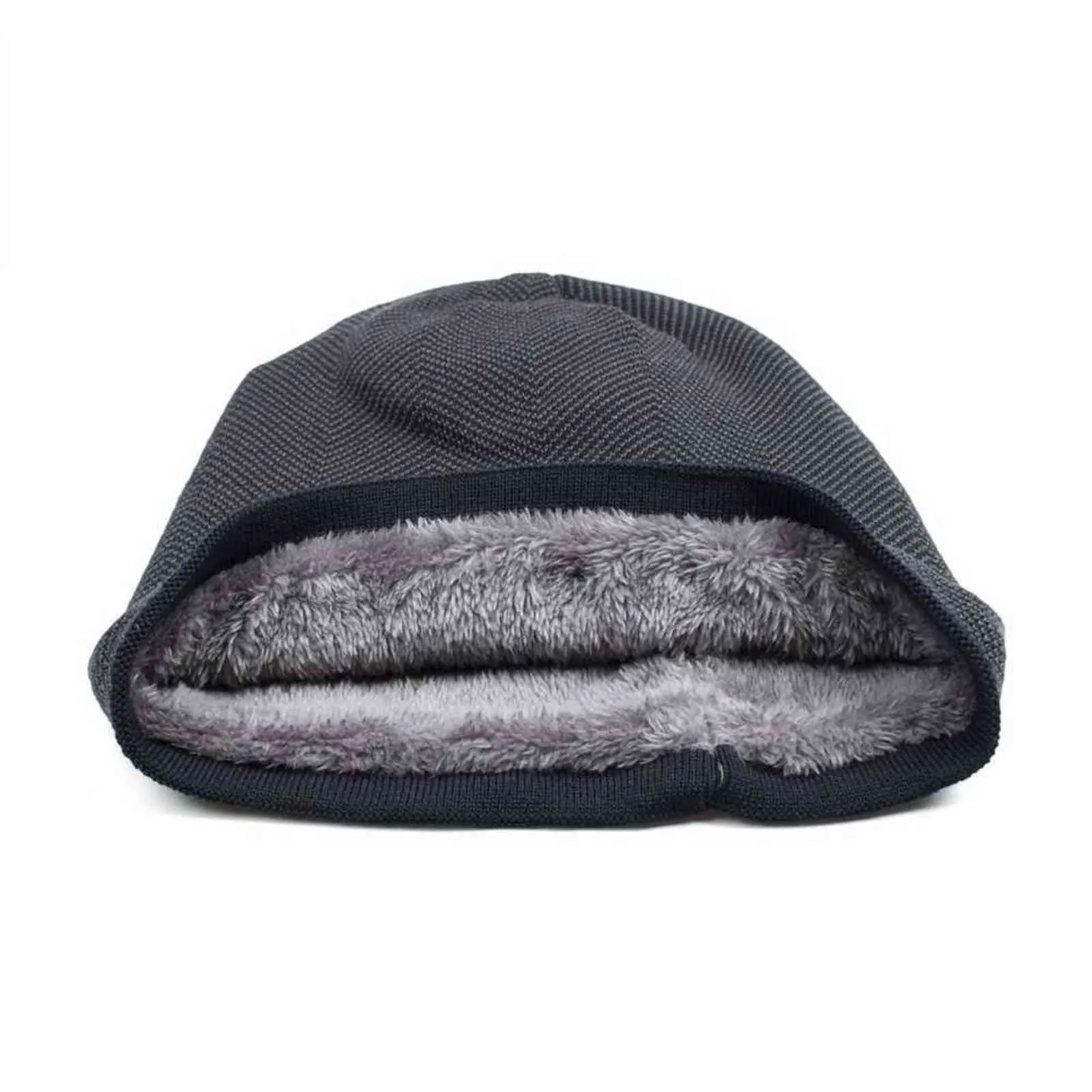 Casual Fleece Lined Thick Baggy Men's Beanie Hat Skull Cap Winter Warm Hat Cable Knit Hat Y21111