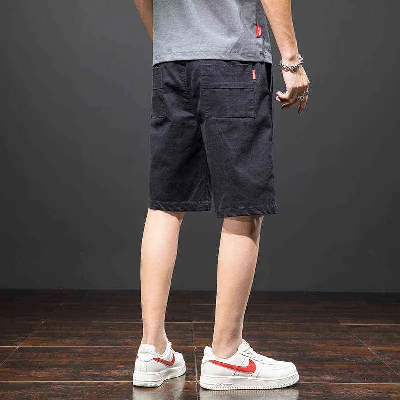 Plus Size Summer Short Men Knee-Length Casual Pants Solid Cotton Straight Bermuda Baggy Cargo Shorts 6XL 7XL 8XL H1210