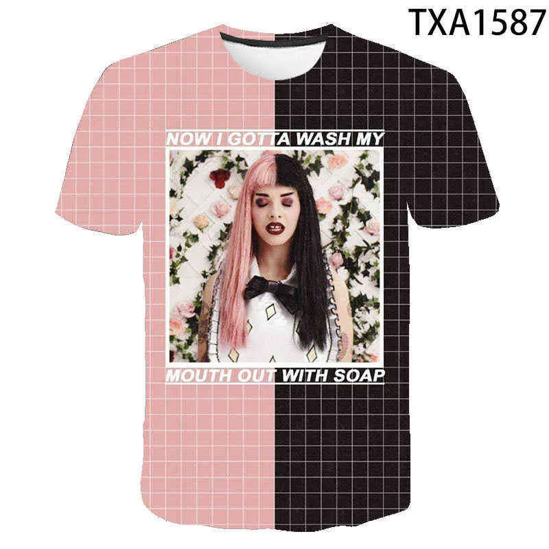 Chanteur Melanie Martinez T-Shirt Oversize O-cou Tops Harajuku À Manches Courtes Cool Mode Casual Plus La Taille Tee Tops G1217