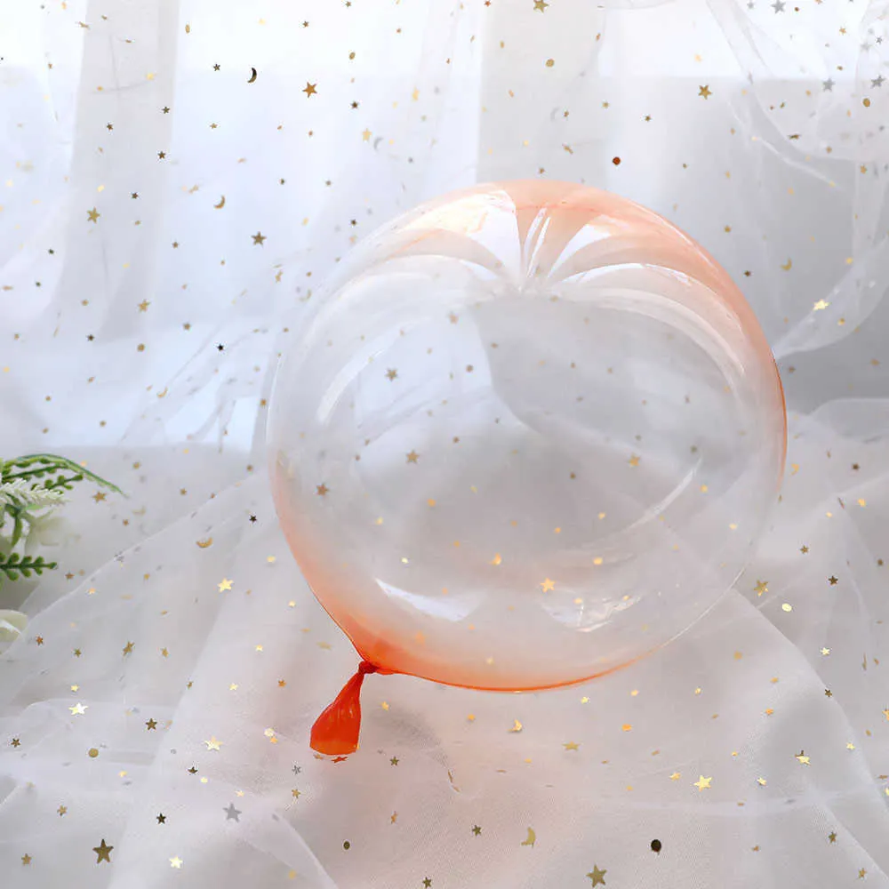 18インチダブルカラークリスタルバブルバルーンラウンドボボ透明バルーン結婚式の誕生日パーティーヘリウムインフレータブル装飾Y7586380