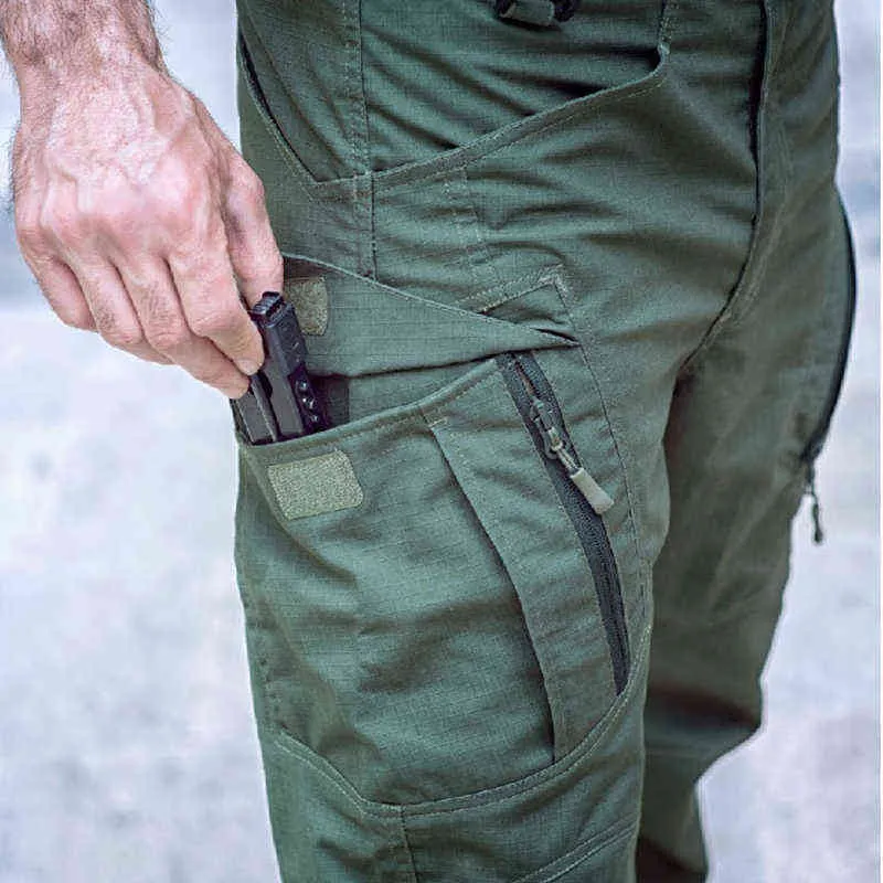 Multi-Pocket Casual Tactical Byxor Utomhus Utbildning Camping Solid Färg Overaller Vattentät Special Police Combat Army Pants G220224