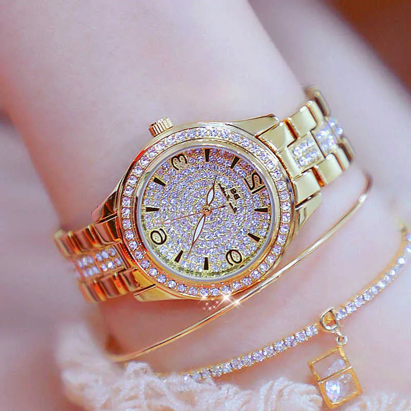 女性ウォッチデザイナーゴールドラグジュアリーブランドスタイリッシュダイヤモンド女性の腕時計レディースウォッチモントレフェム210527199y