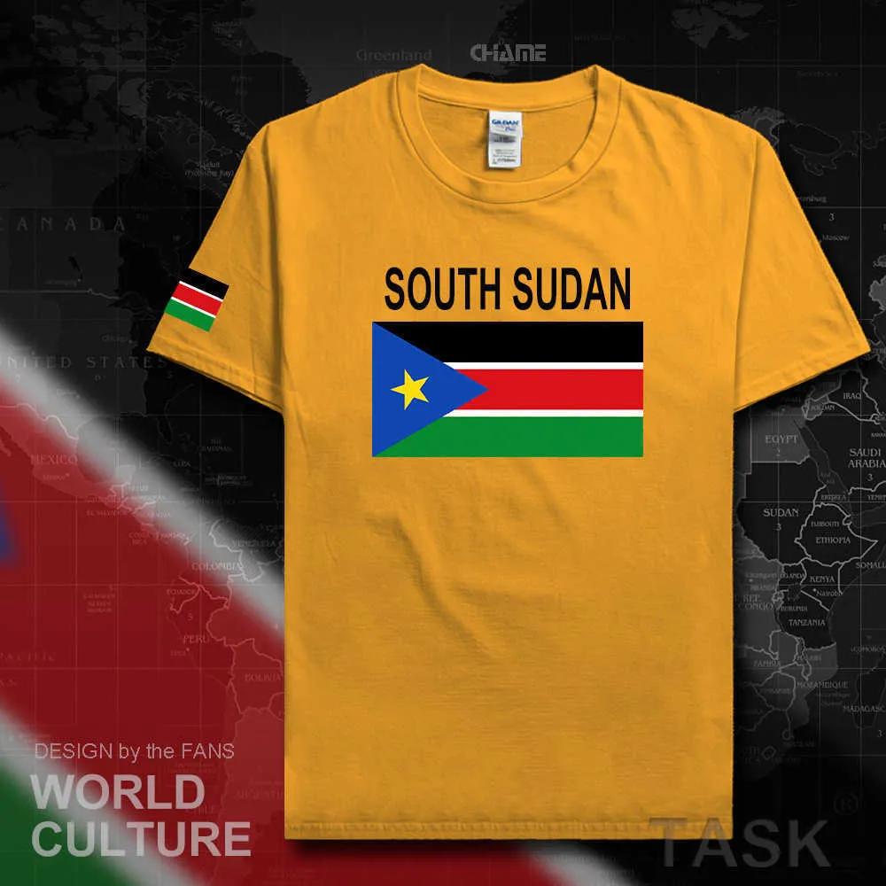 Sud-Soudan Hommes T-shirts Jerseys Nation T-shirt T-shirt Coton T-shirt Gyms Tops Tops Tees Pays Sporting Sudanais SSD X0621