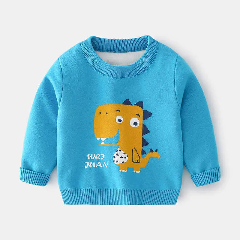 2021 Höst Boys tröja tecknad mönster Turtleneck barns varma tröja runda hals bomull avslappnad långärmad y1024