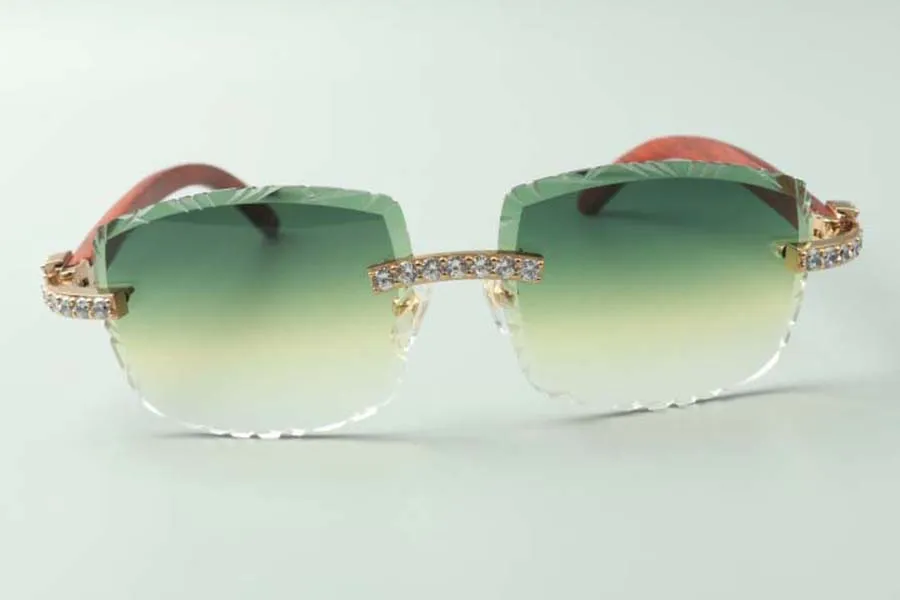 2021 Designer Sonnenbrille 3524023 XL Diamonds Schnittlinien natürliche Original-Holzschlempel Gläser Größe 58-18-135 mm289b