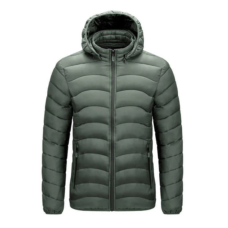 남성 브랜드 방수 겨울 따뜻한 재킷 남자 가을 아웃웨어 두꺼운 캐주얼 패션 후드 파카 코트 슬림 파카 재킷 남자 211104