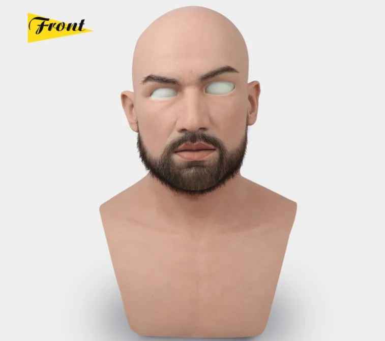 maschere a pieno facciale in silicone adulto realistico in lattice maschile uomo maschera da festa cosplay fetish vera pelle212J