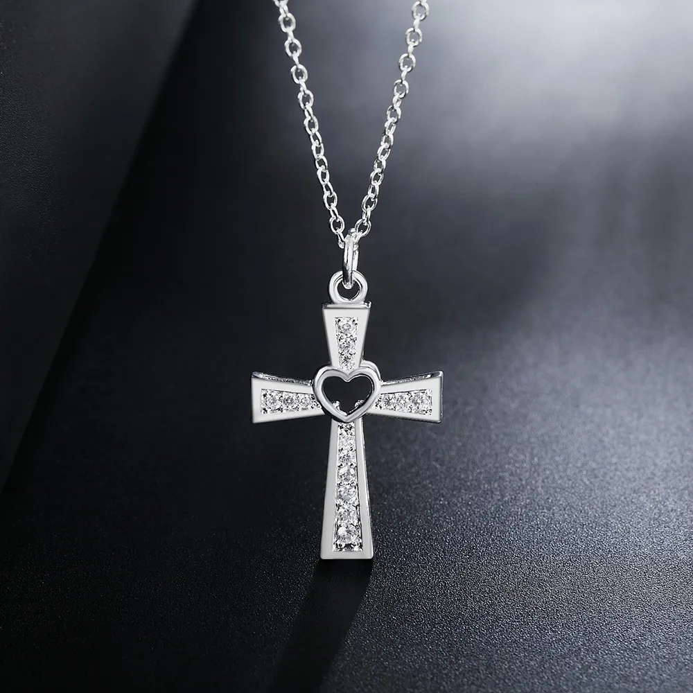 Collier en argent Sterling 925 pour femmes, marque de mode, bijoux de mariage de luxe, pendentifs croix en cristal sauvage, chaîne