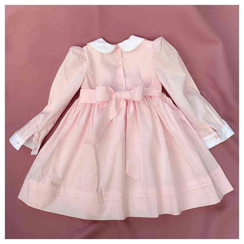 filles robes pour la fête et le mariage 2021 enfants filles à manches longues robe smockée automne enfants à la main vintage smock robes G1218