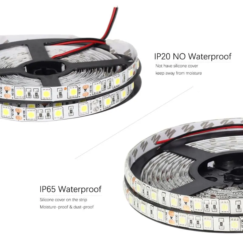 ストリップストリップ12V 24VテープSMD 60LEDS M LEDSTRIPライトフレキシブルDC 5 M 12 24 Vボルト防水ランプリボンTVバックライトLED268S