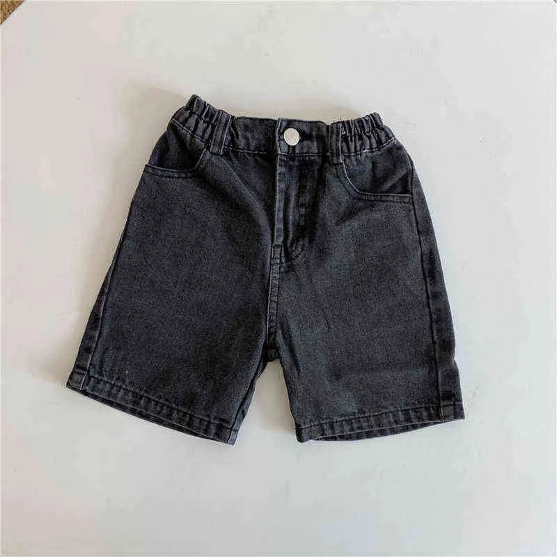 Mode d'été garçons et filles longueur au genou denim jeans unisexe enfants décontracté all-match lâche shorts 211102