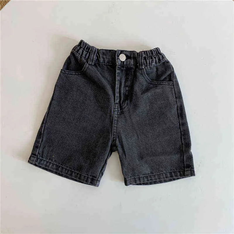 Summer fashion boys and girls knee length denim jeans unisex kids casual all-match loose shorts 211102