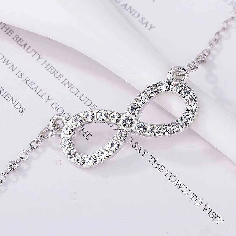 Huatang moda strass infinito amor pingente colar para mulheres prata cor correntes senhora festa collares jóias no pescoço g220310