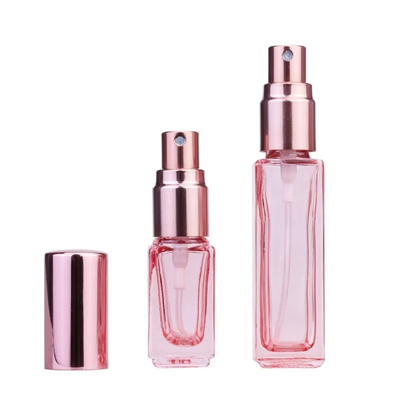 5ml 10 ml Kwadratowe Perfumy Perfumy Spray Fiolki Kosmetyczne Pojemniki Atomizer Rose Gold Packaging Butelka Refillable Butelka 30 sztuk / partia
