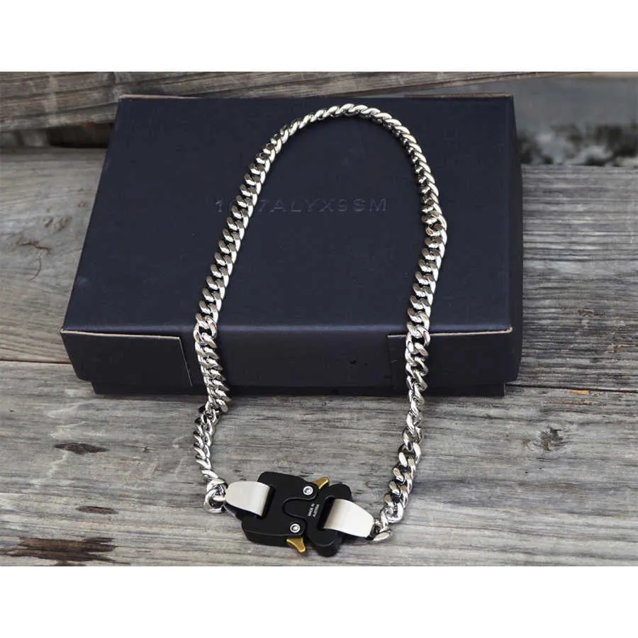 Alyx Cubix Chain Necklace Men Women Classic 1017 Alyx 9sm Necklaces Signature Metal Buckle Stainless Steel Colorfast Q0809