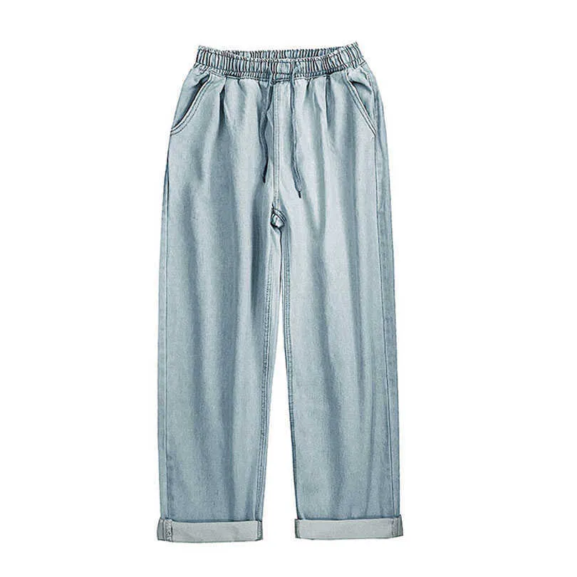 Baggy Jeans für Männer Sommer Dünne Gerade Hosen Baumwolle Oversize Koreanische Denim Männer Hosen Männliche Kleidung Frühling Herbst 2021 X0621