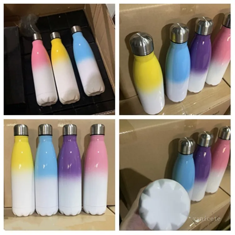 500 ml Sublimación Espacios en blanco Vasos Botella Taza de vacío de acero inoxidable Taza de agua colorida es T2I52239-1