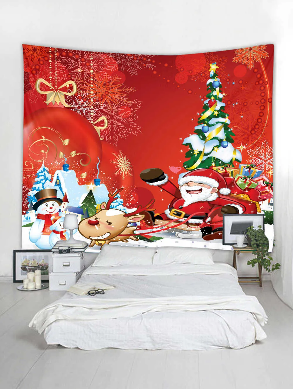 Arazzo natalizio Babbo Natale sfondo appeso a parete arazzo decorazione natalizia articoli la casa 210609
