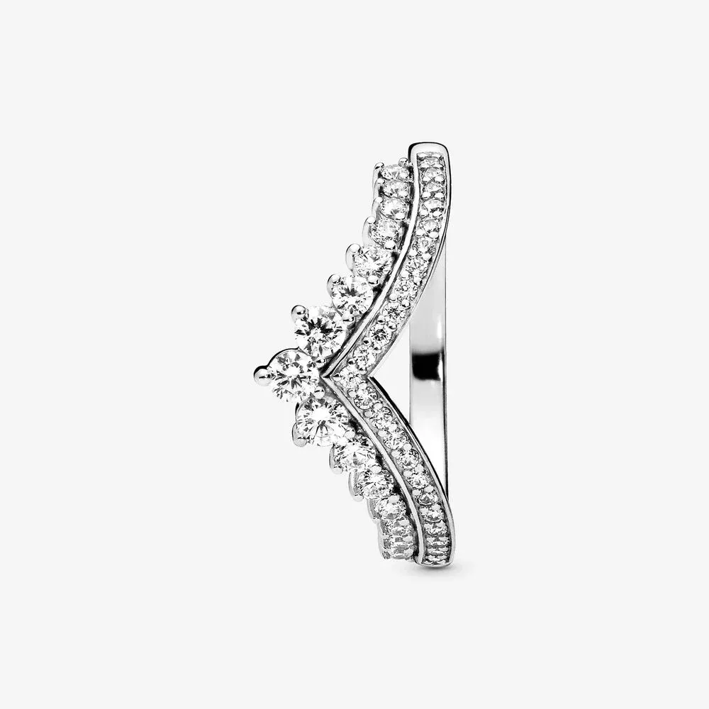 Новинка 2021 года, кольцо принцессы из стерлингового серебра 925 пробы, тиара, корона, сверкающая для женщин, обручальные украшения, Anniversary286q