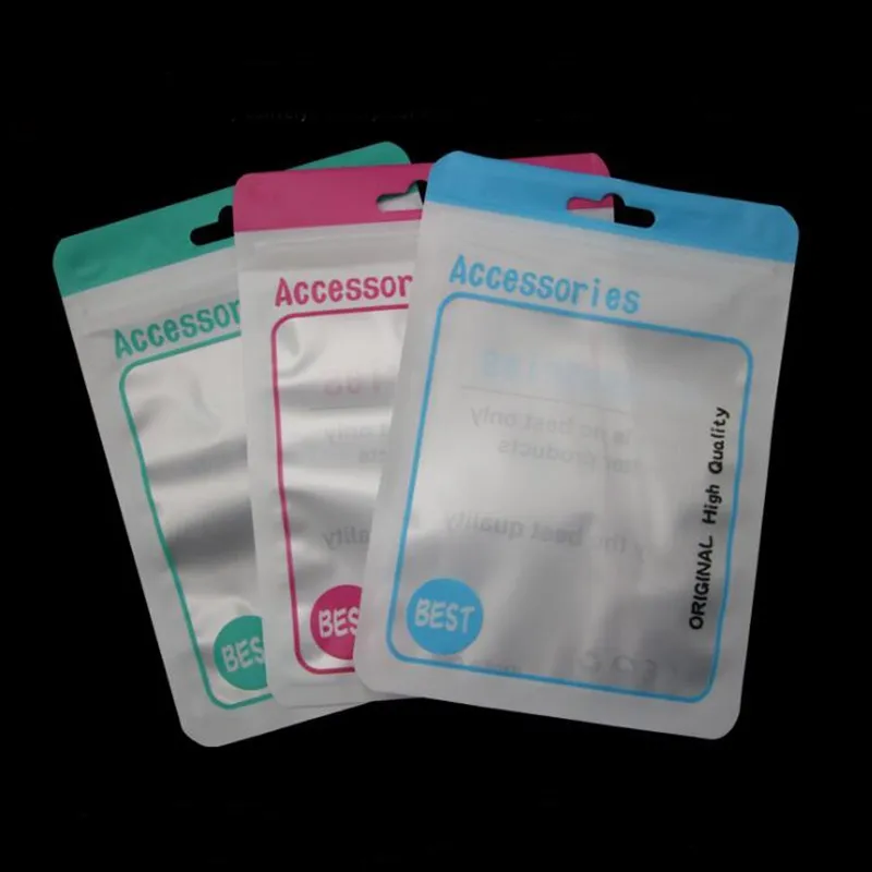 Accessoires de téléphone portable Emballage de vente au détail Sacs à fermeture à glissière pour téléphone intelligent Câble USB Adaptateur domestique Porte-doigt Pochette de sac d'affichage au détail