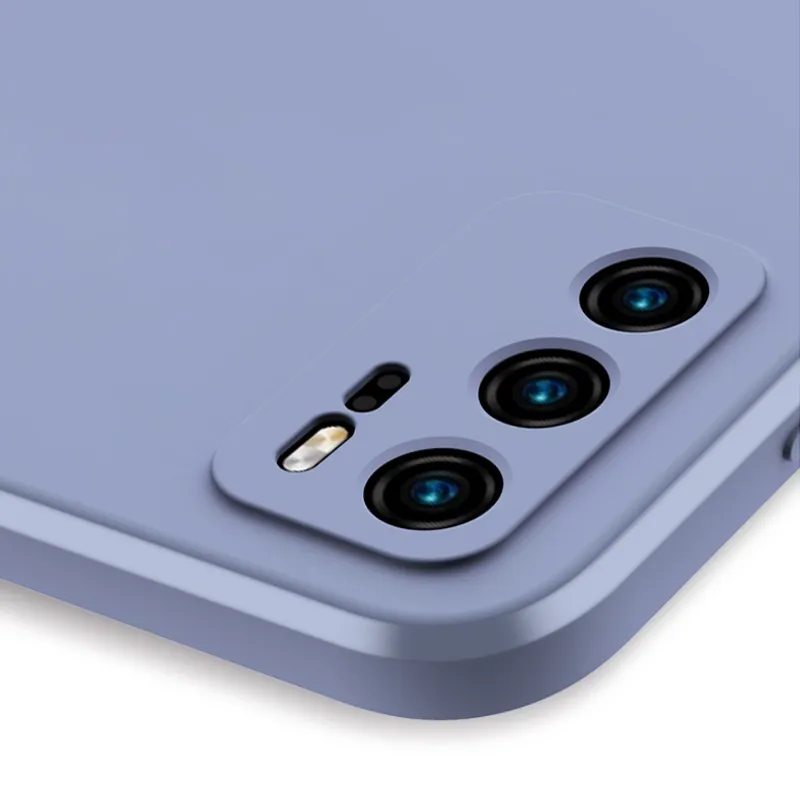 Étuis pour téléphone portable Gaine liquide en silicone pour Huawei P40 30 Pro Mate 30 20 Pro Nouvelle gaine carrée en cuir souple, 12 couleurs de luxe