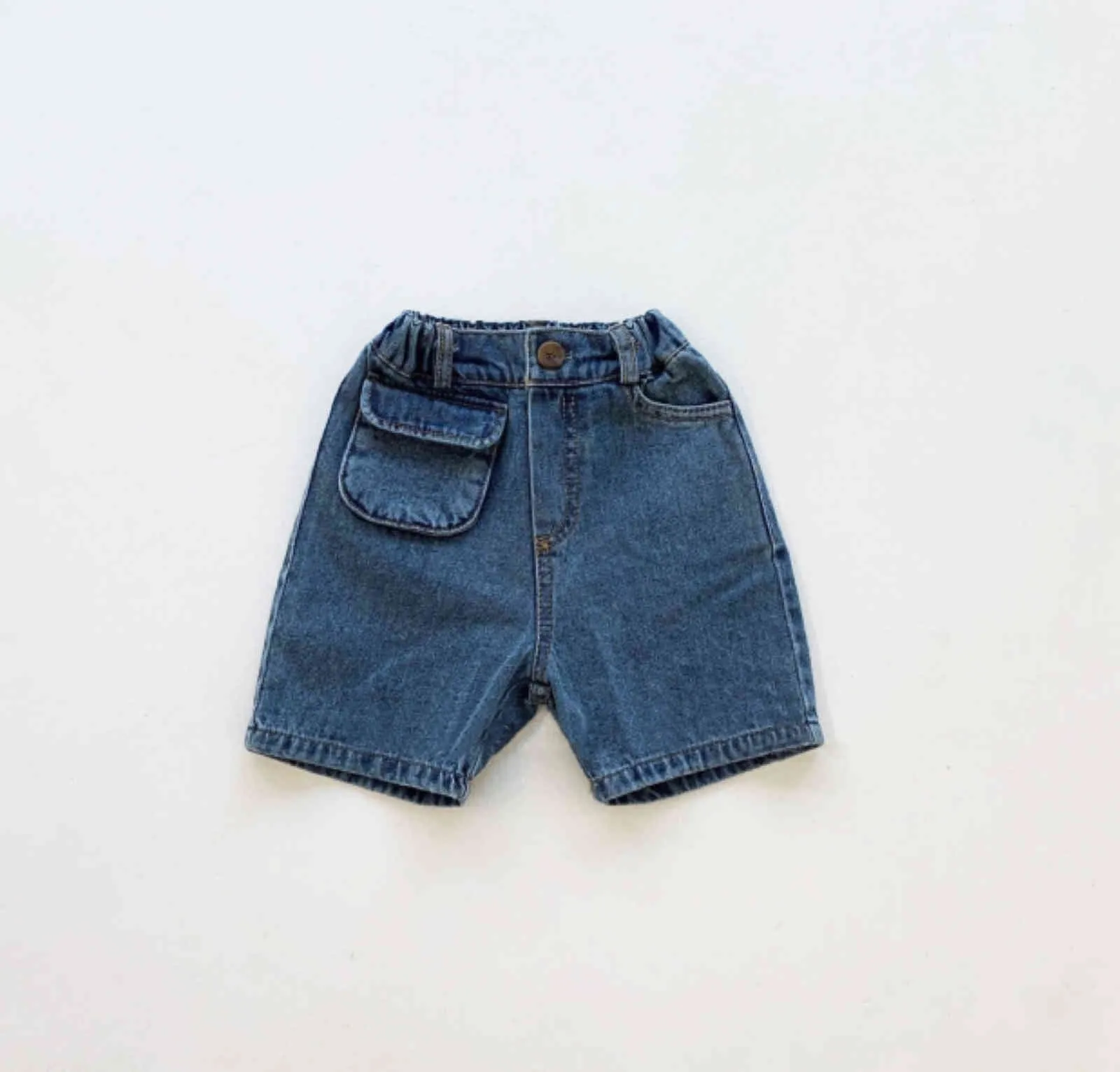 Children's Denim Shorts Fashion Boys and Girls Wide-leg Summer Elastic Loose Casual 210515
