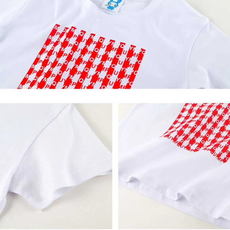 Summer Teenage Girl Sets White Shirt + red Striped Pants Kids Clothes Girls E2053 210610