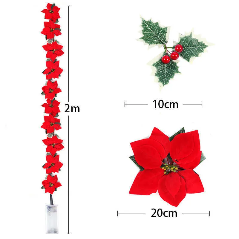 2M 10LED Christmas Flannel Flower Light String Christmas Decoration For Home 2022 Christmas Ornaments Natal Year Table Decor 211015