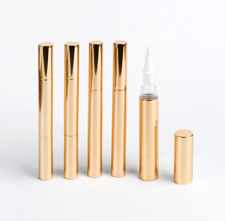 100 SZTUK 5ml Złoto Cuticle Oil Pen Twist Pusty Pielęgnacja Pielęgnacji Lip Gloss Containers Tube 2ML 4ML 5ml Gold Cuticle Oil pióra z pędzlem SN