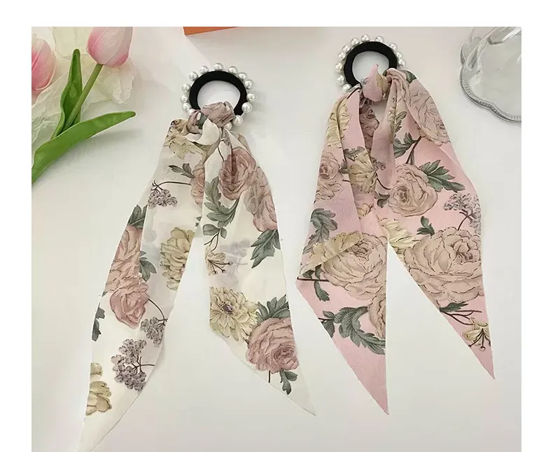 Style coréen Perle Floral Cheveux Accessoires Streamer Mode Ornements Lettres Mignon Doux Maille Bandeaux