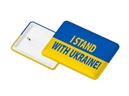 Bouton Rectangle Drapeau Ukraine | Soutenez l'Ukraine Pin | 2.75