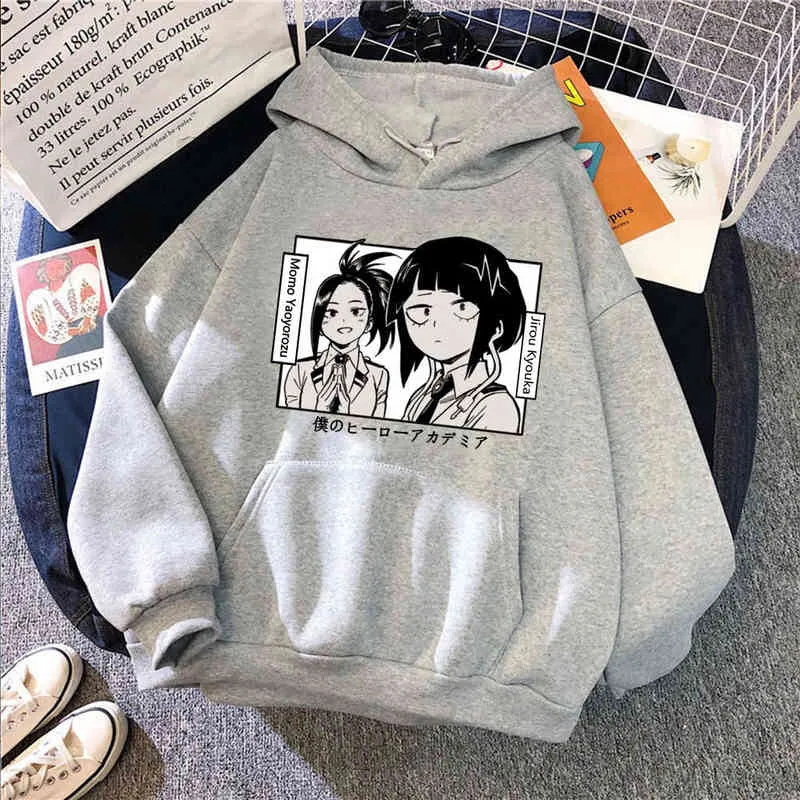 2021 Anime My Hero Academia Charage Momo Yaoyorozu Jirou Kyouka Hoodie voor Mannen Dames Lange Mouwen Sweatshirt H1227