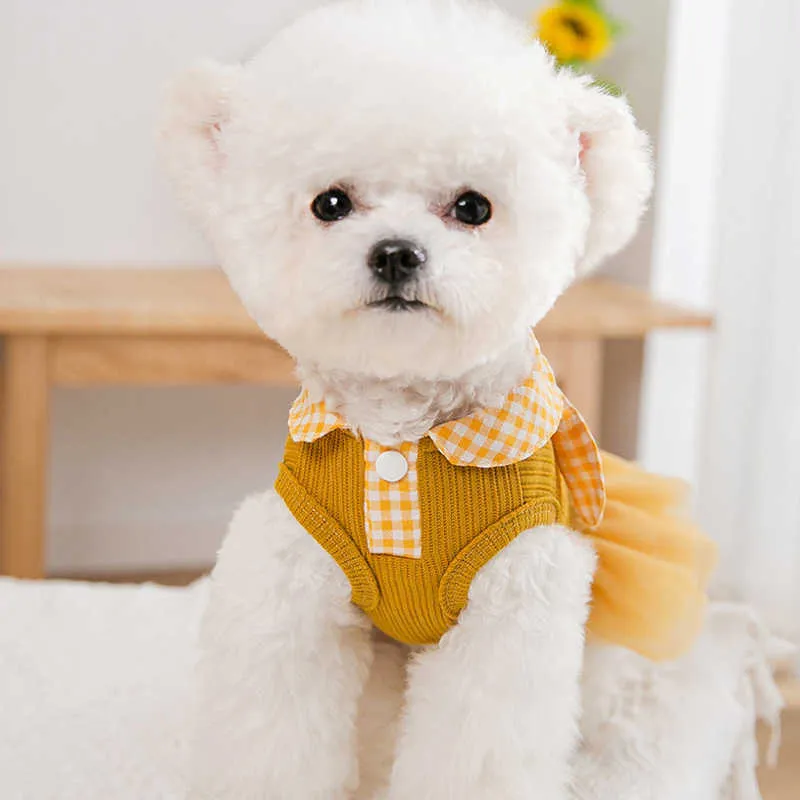Lapin mignon chien vêtements été robe à carreaux XS pour chiennes gaze Corgi Teddy Pomeranian Yorkie Chihuahua caniche Costumes