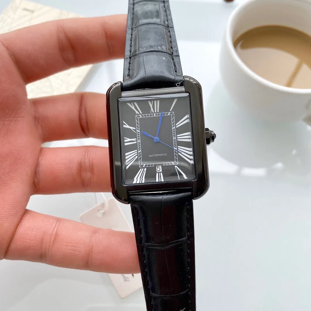 新しいミニマリスト数字男性はローマの幾何学的な長方形の腕時計オスのステンレス鋼の自動メカクトクロック40mmを見ます
