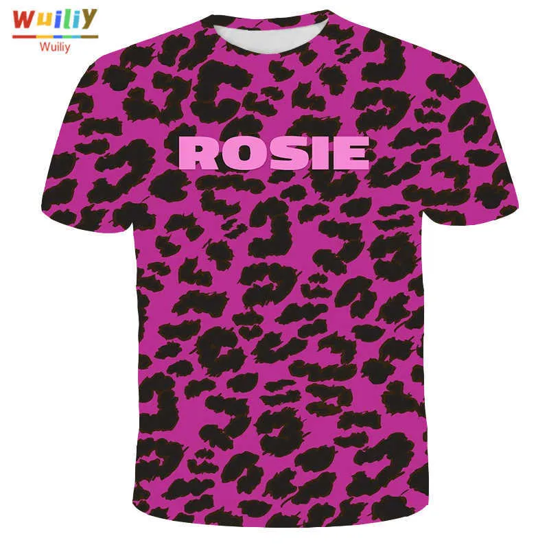Leopardenmuster T-Shirt für Männer Sommer Wandbild Grafik Rosa 3D-Druck T-Shirts Sport T-Shirt Frauen / Männer Neuheit Tops 210716