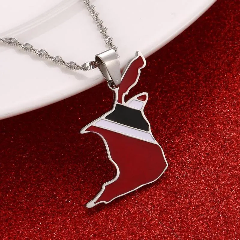 Pendant Necklaces Stainless Steel Trinidad And Tobago Map Flag Necklace Trendy Jewelry2441