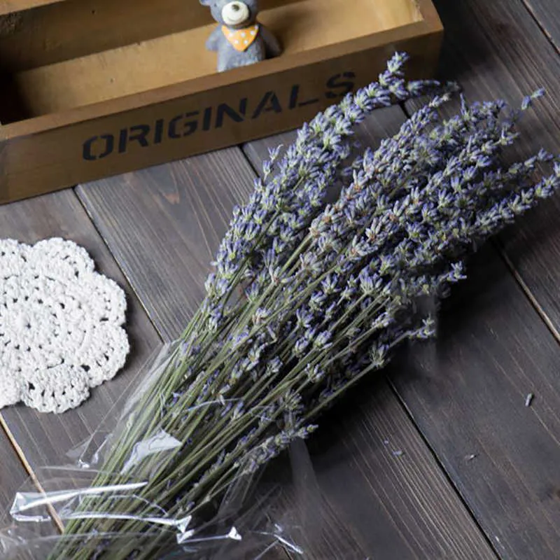 Kurutulmuş Doğal Çiçek Buketleri Kurutulmuş Doğal Lavanta Çiçek Bouquetlavender Çiçek Demet Fotoğraf Fotoğraf Backdrop Dekor Y0630