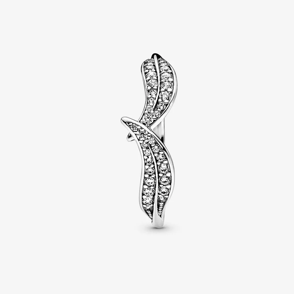 100% 925 Sterling Silver Sparkling Leaves Ring Fashion Women Wedding Engagement Jewelry Accessories217V