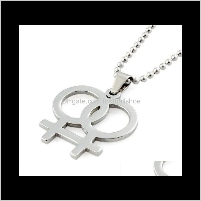 Pendentif Bijoux Mode Arc-En-Collier Colliers Lesbiens Pendentifs Pour Femmes Gay Pride Sier Couleur Bijoux Perle Chaîne Lien 24Inc255D