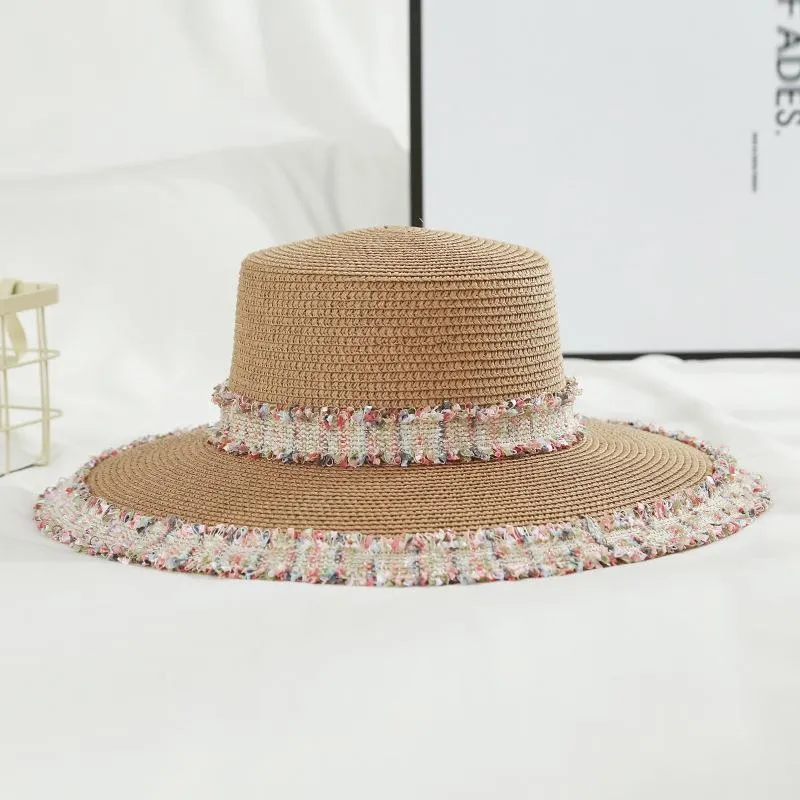 Fashion Summer Letter M Decor Paper Straw Jazz Men Women Women Wide Brim Hats Sun Sun Beach Travel Cap252w