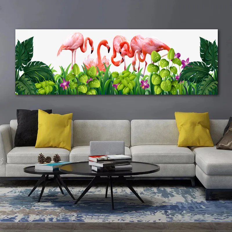 Плакаты с фламинго, домашний декор, тропические растения, холст, картина, настенные художественные фотографии для гостиной, прикроватные принты с животными, картины277y
