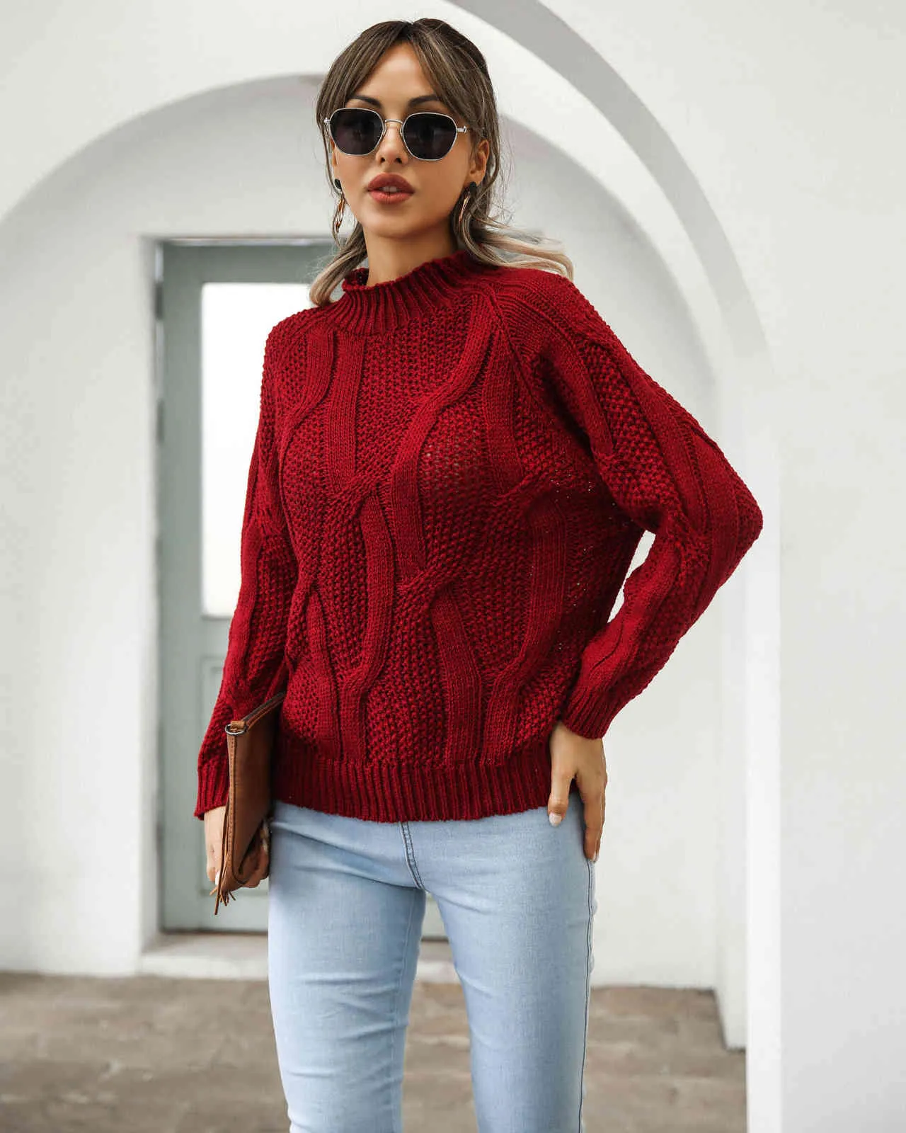 Autunno inverno moda casual maglione a collo alto maglione a maniche lunghe maglieria pullover donna maglioni oversize maglione 210508