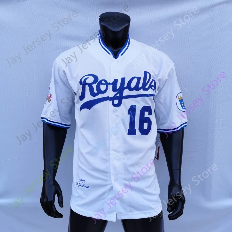 Baseball Jerseys Bo Jackson Jersey 1989 ASG Patch 1985 Turn Back Blue 1987 1989 1991 1993 Cooperstown Black Pinstripe Grey White Blue Pullover Size S-3XL
