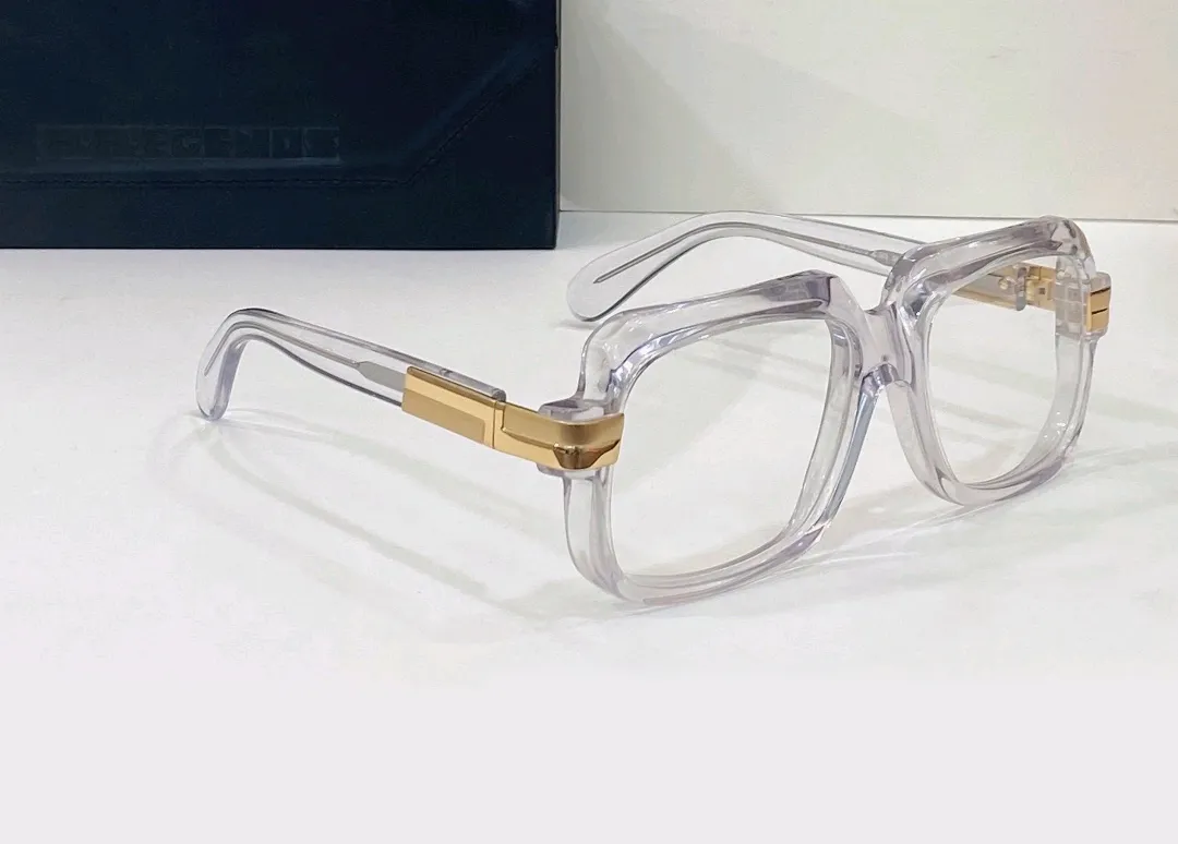 Vintage 607 Cadre de lunettes pour hommes Bleu Cristal Full Rim Cadre optique Objectif clair Lunettes de soleil carrées Cadres Lunettes pour hommes avec Box273j