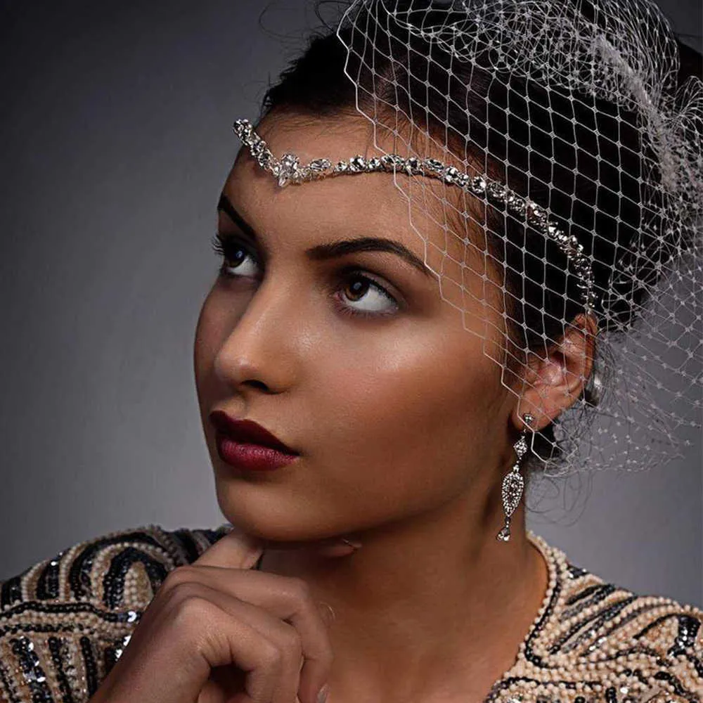 Stonefans Mode Luxus Kristall Braut Stirn Kette Schmuck Haar für Frauen Indische Hochzeit Kopfschmuck Mädchen Stern Dekoration Geschenk 210707