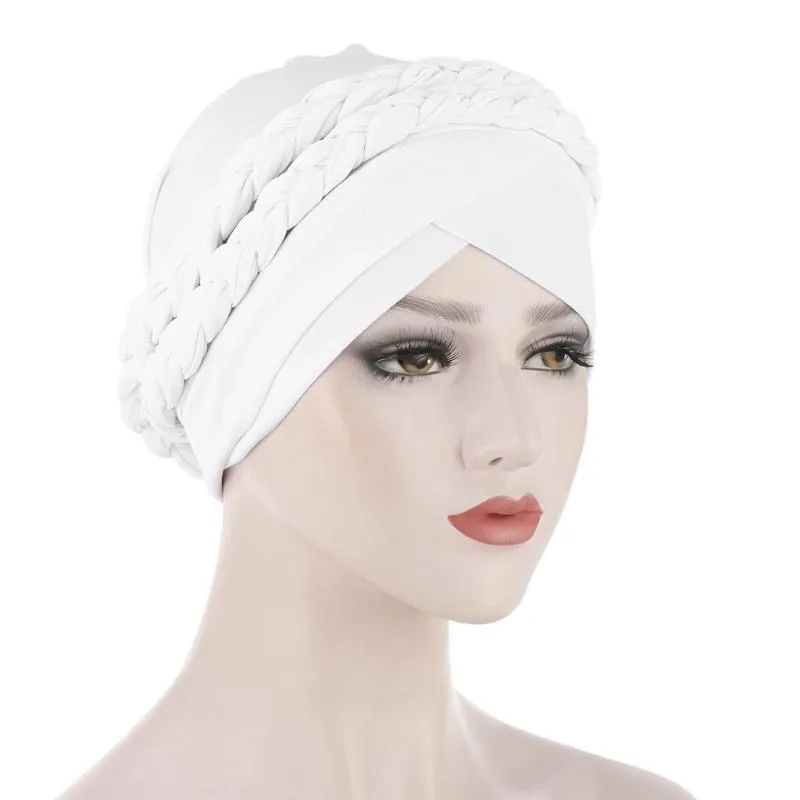 Beanie Skull Caps Vestido musulmán Turbante Sombrero Estilo occidental Baotou Cap Elegante Hermoso Color sólido Sombreros Accesorios para el cabello para Wom215s