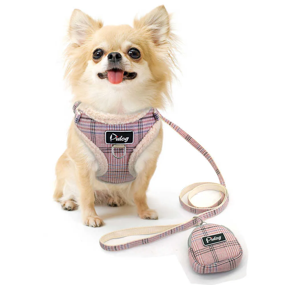 Mjukt husdjur Hundutnyttjande Väst Nej Pull Justerbar Chihuahua Valp Katt Harness Leash Set för Små Medium Dogs Coat Arnes Perro 210830